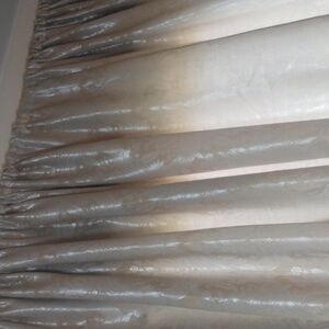 European Motif Shimmer Silver Fully Lined Lengthy Curtains (4) Panels